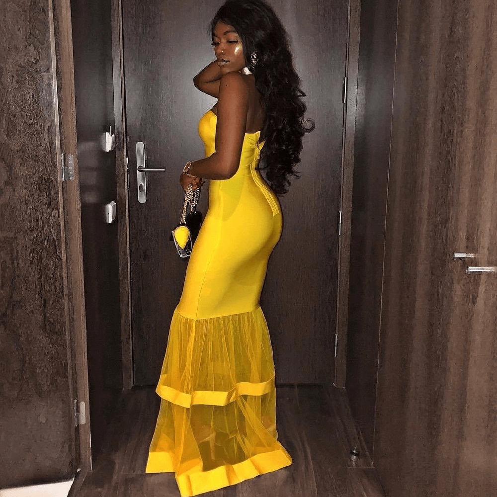 CATWALK CONNECTION YELLOW MAXI DRESS SIZE X-SMALL